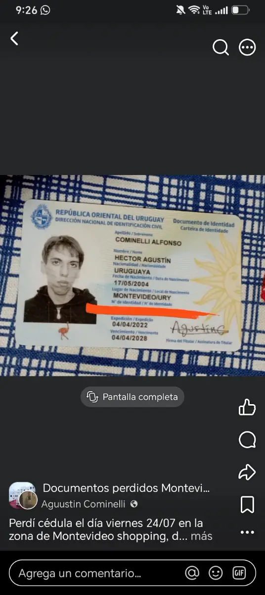 Documento Héctor Agustín comminelli
