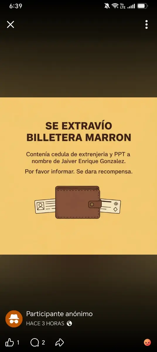 Javier Enrique Gonzales billetera